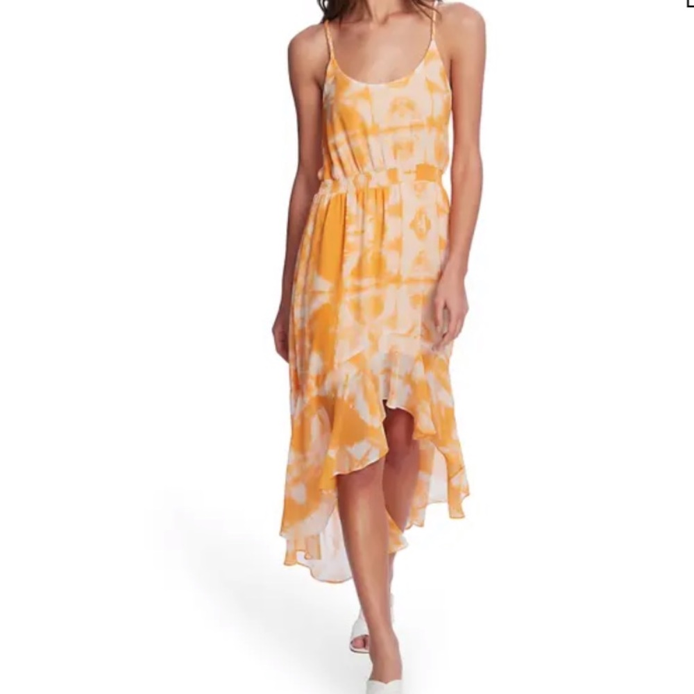 1.State Sunburst Orange Canyon Tie Dye High-Low Dress